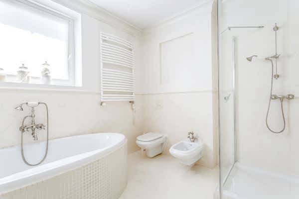 White and stylish bathroom in the house