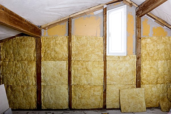 Yellow attic insulation