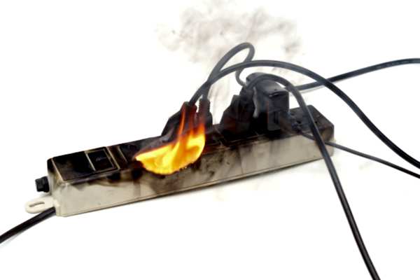 power strip set on fire by power surge