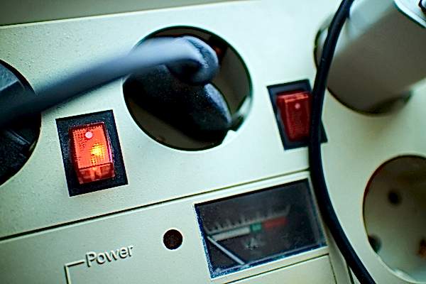 close-up of surge protector