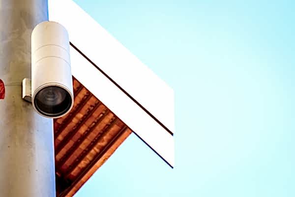 Outdoor light secured on pole