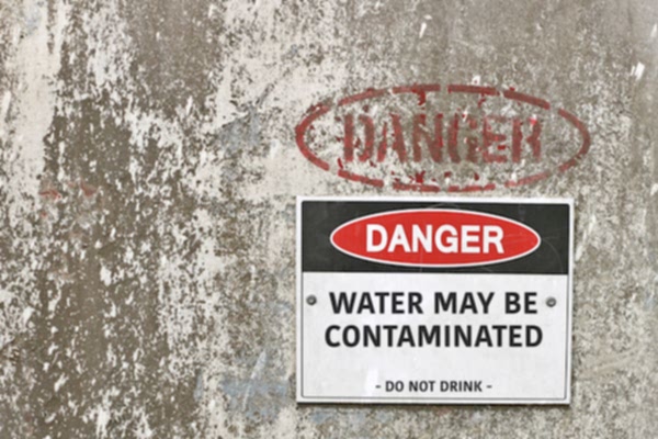 "Danger: Water may be contaminated" sign
