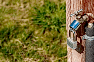 A locked Spigot in a California Park due to the water drought