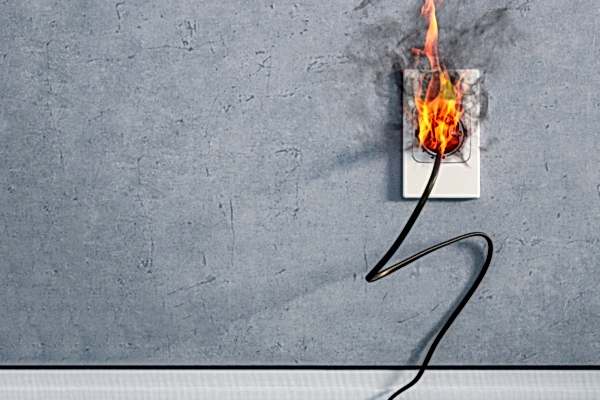 electrical outlet burning